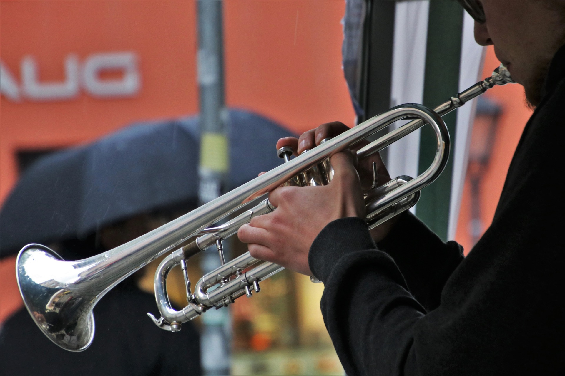 Person playing a trumpet