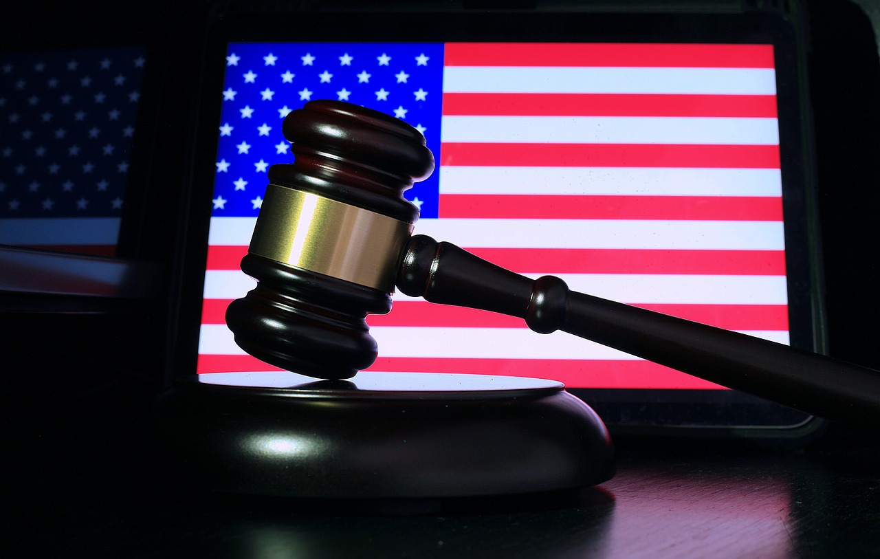 Gavel in front of the American flag